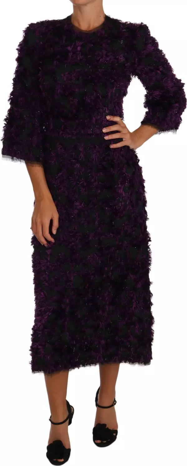Purple Fringe Midi Sheath Dress