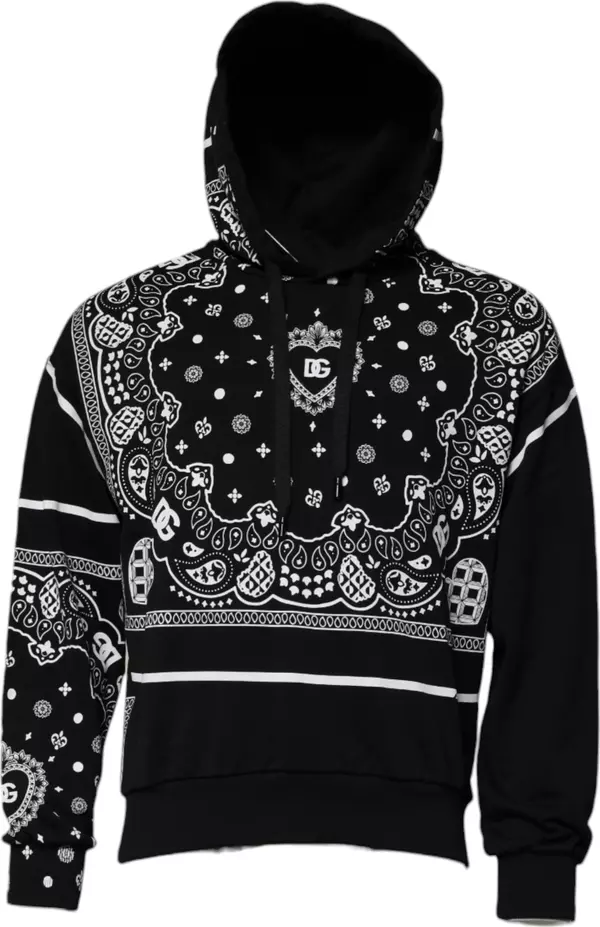 Black Bandana Hooded Men Sweatshirt Sweater