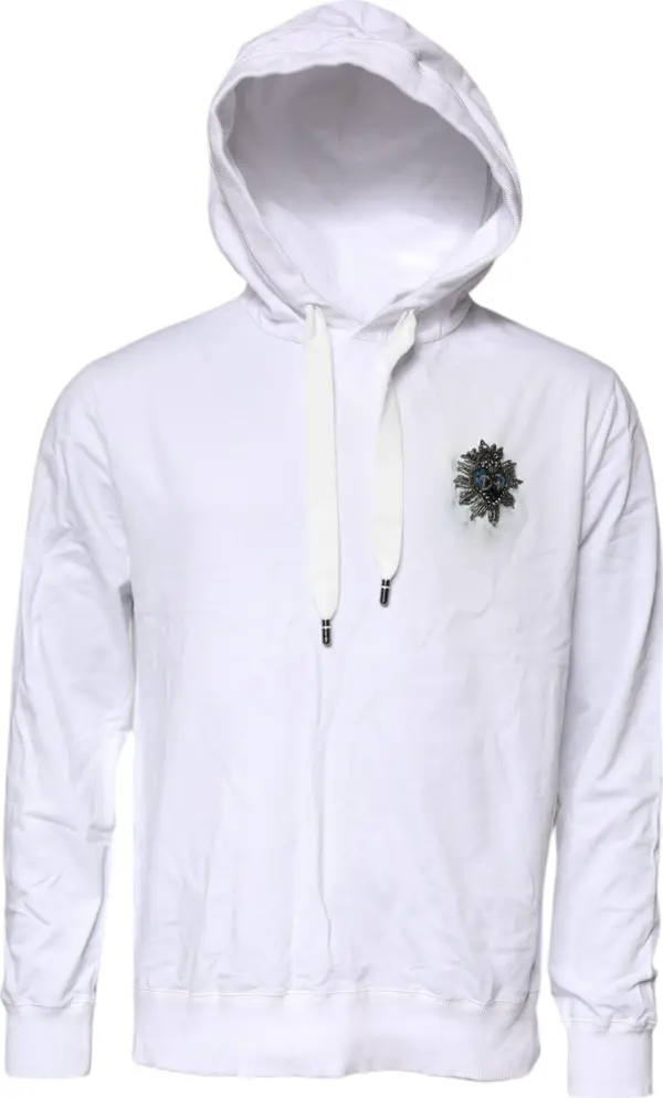 White Cotton Hooded Sweatshirt Sweater