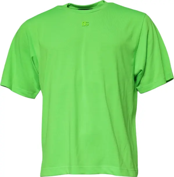Green Logo Polyester Crew Neck T-shirt