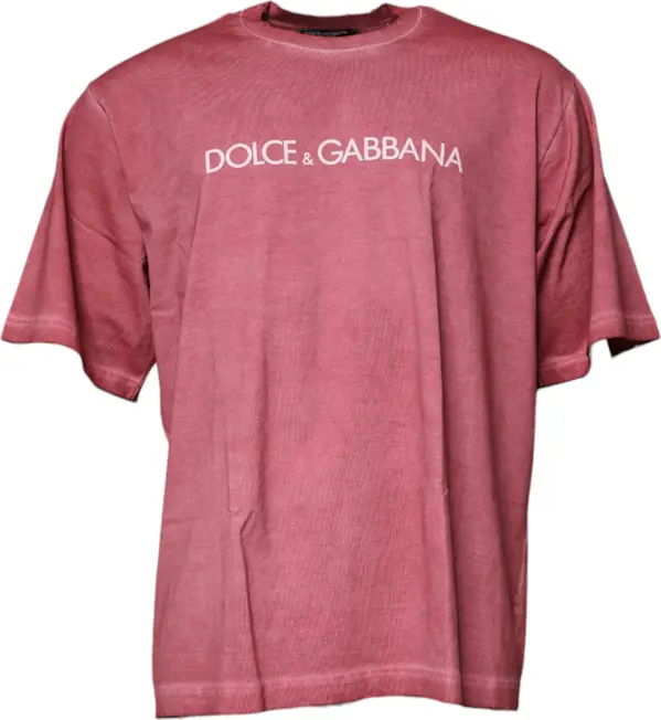 Pink Logo Print Cotton Crew Neck T-shirt
