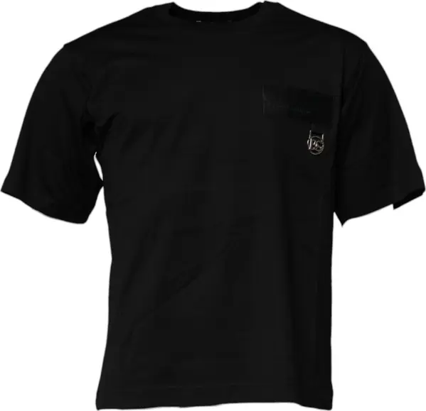 Black Logo Patch Cotton Crew Neck T-shirt