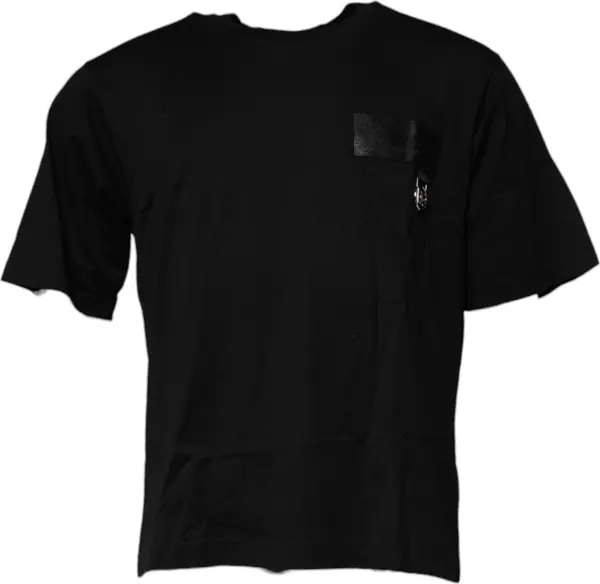 Black Logo Patch Cotton Crew Neck T-shirt