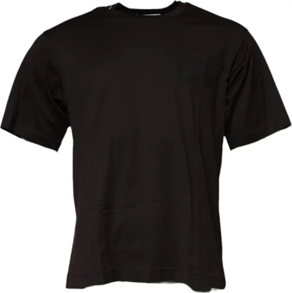 Dark Brown Logo Cotton Crew Neck T-shirt