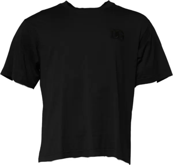 Black DG Logo Cotton Crew Neck T-shirt