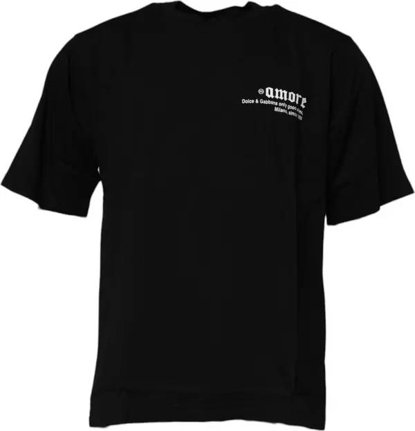 Black Amore Leopard Cotton Crew Neck T-shirt