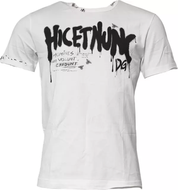 White Graphic Print Cotton Crew Neck T-shirt
