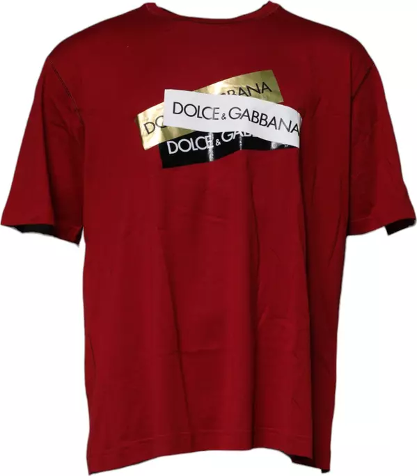 Red Logo Tape Cotton Crew Neck T-shirt