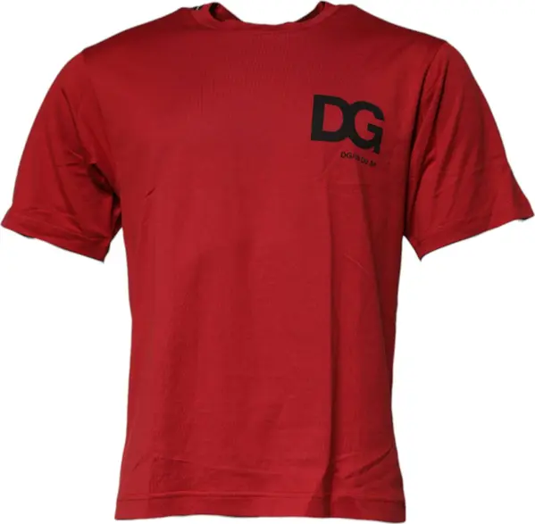Red DG Logo Cotton Crew Neck T-shirt