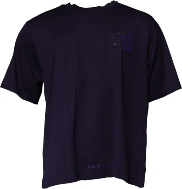 Navy Blue DG Logo Cotton Crew Neck T-shirt
