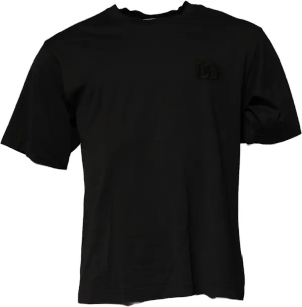 Black DG Logo Cotton Crew Neck T-shirt
