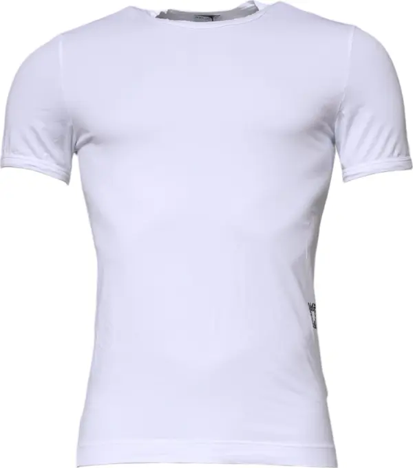 White Cotton Stretch Crewneck Underwear T-shirt
