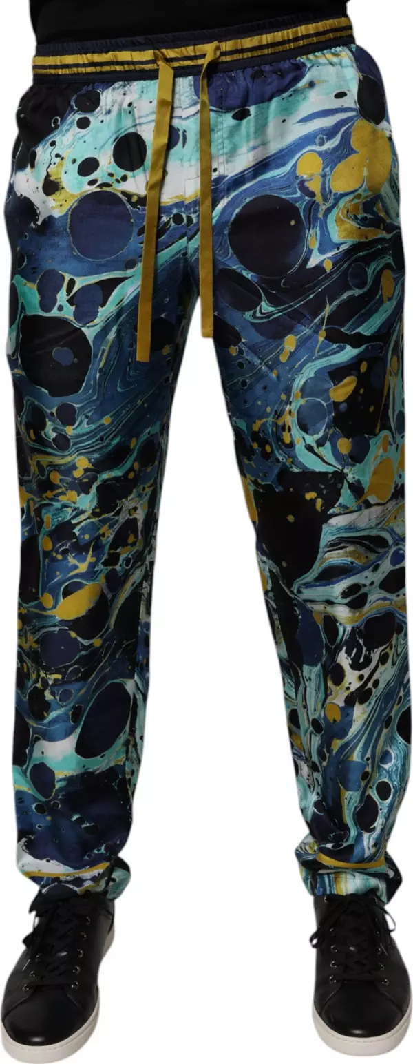 Multicolor Marble Print Jogger Sweatpants Pants