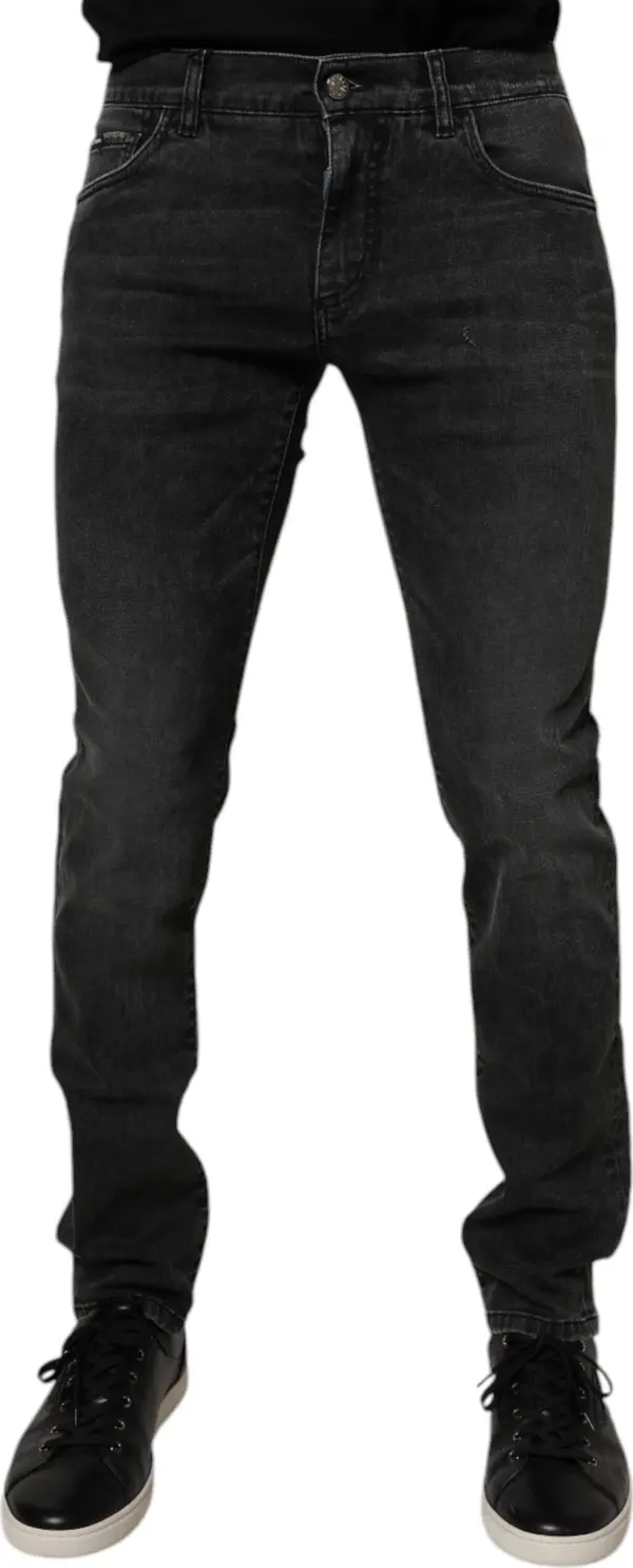 Black Cotton Stretch Skinny Men Denim Jeans