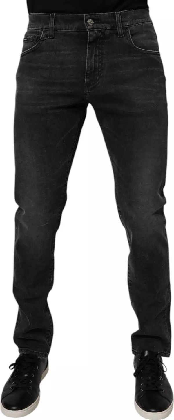 Black Cotton Stretch Skinny Men Denim Jeans