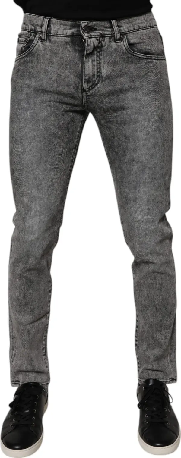 Dark Gray Washed Cotton Slim Fit Denim Jeans