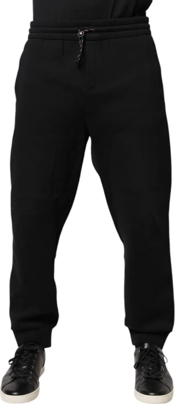 Black Logo Patch CottonJogger Sweatpants Pants