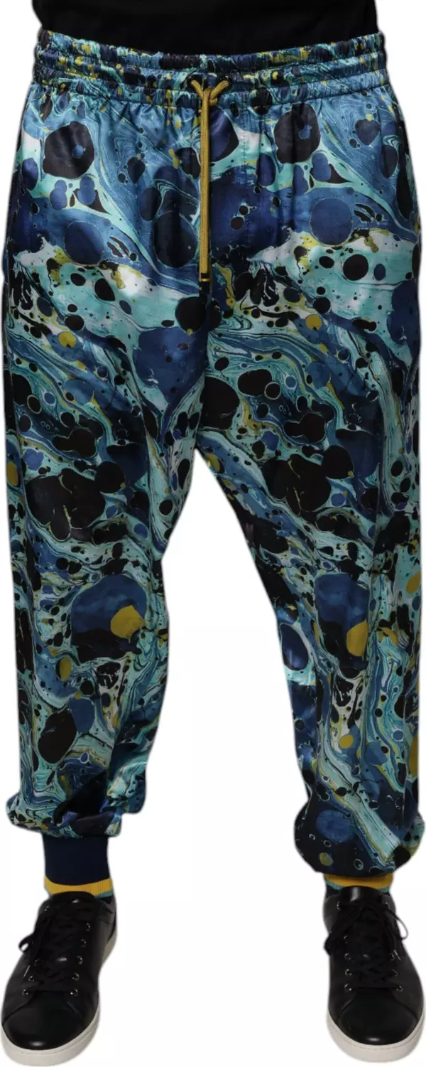 Multicolor Marble Print Jogger Men Sweatpants Pants