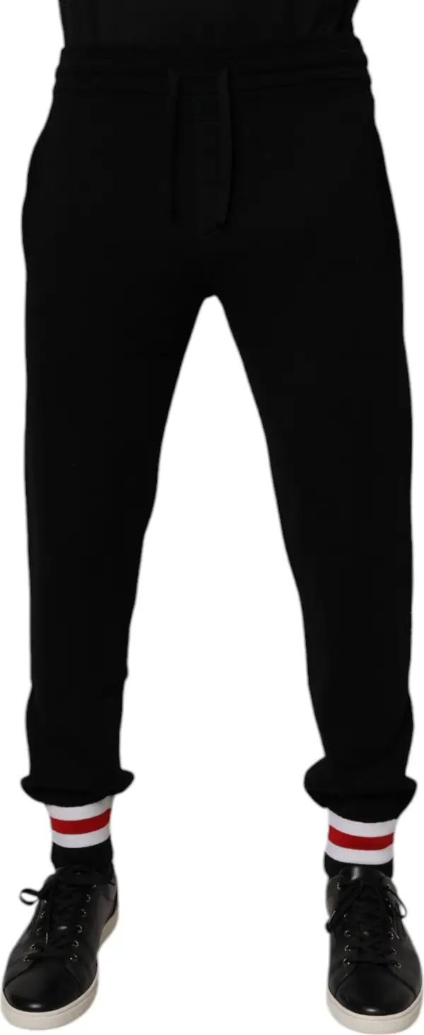 Black Wool Mid Waist Jogger Sweatpants Pants