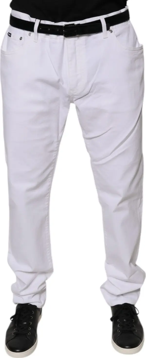 White Cotton Stretch Skinny Men Denim Jeans