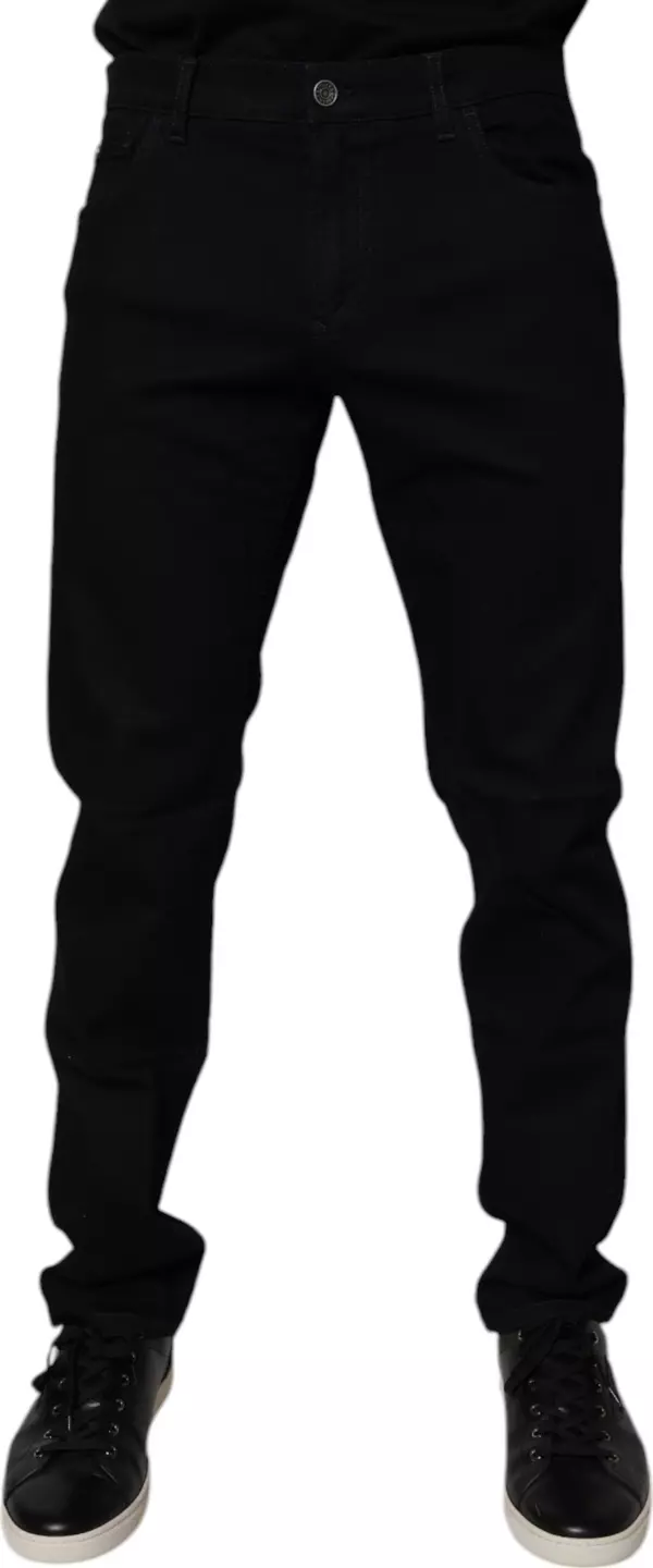 Black Cotton Stretch Slim Fit Men Denim Jeans