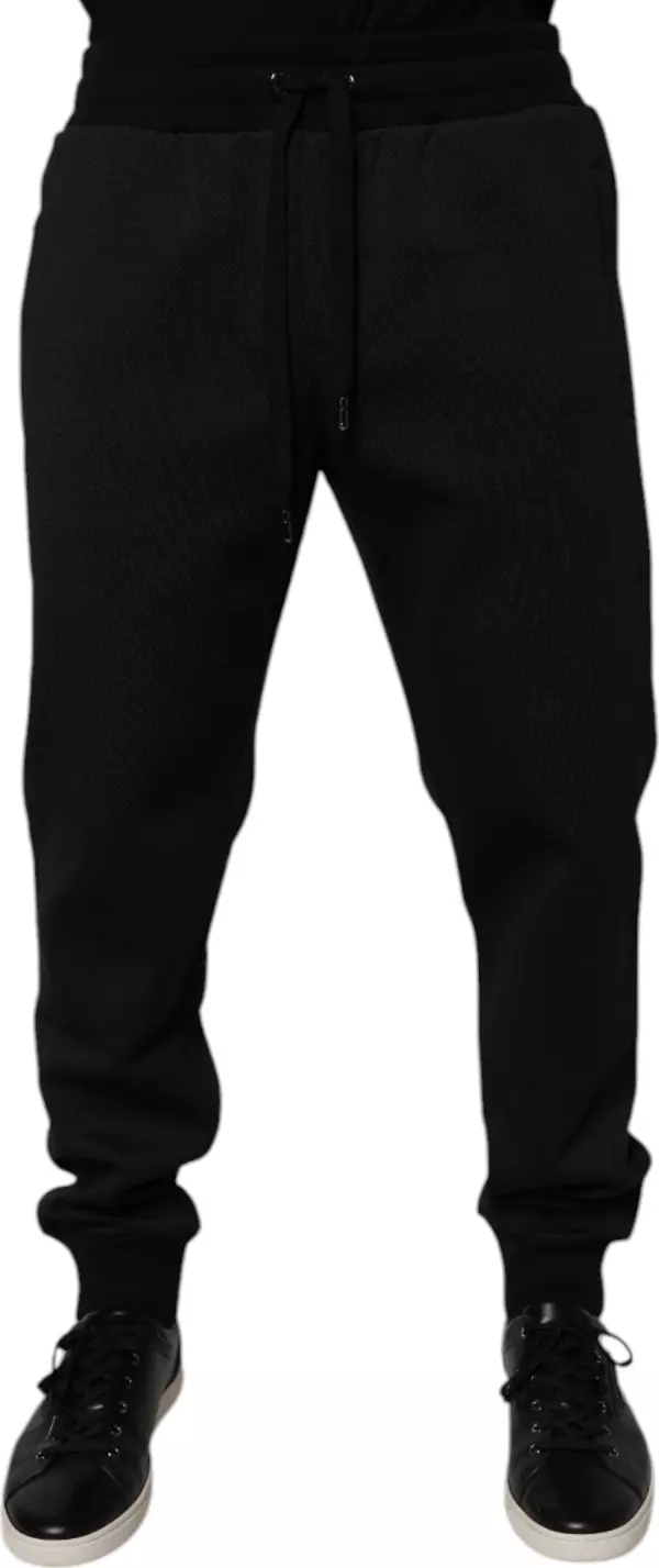 Black Polyester Men Jogger Sweatpants Pants