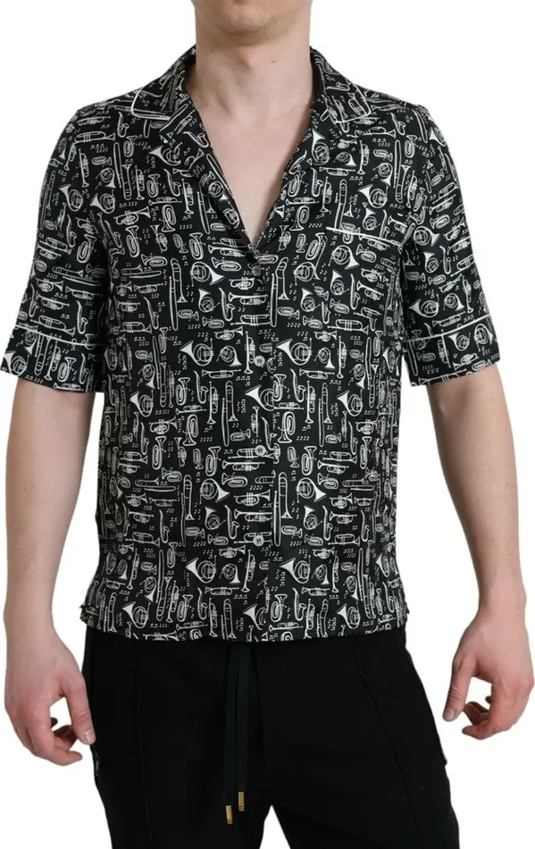 Black Silk Shortsleeve Shirt