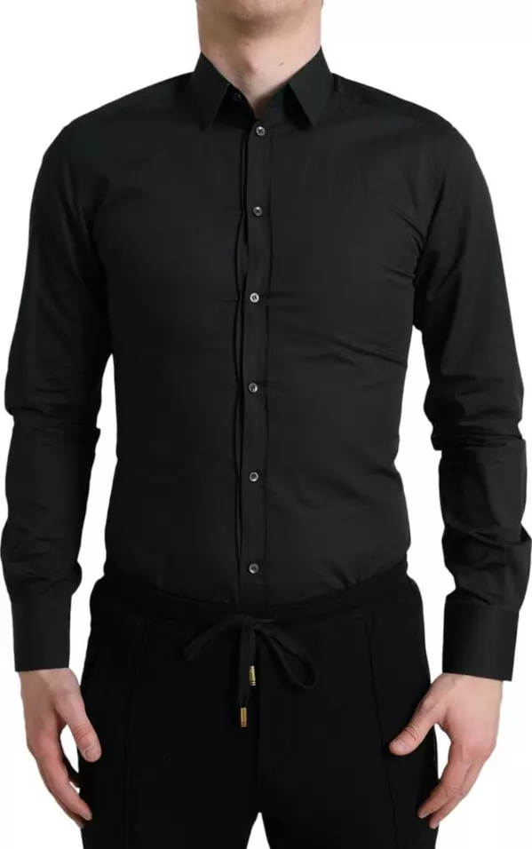 Black Cotton Dress Shirt
