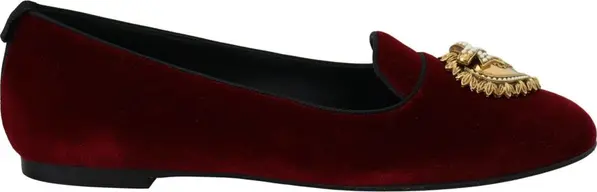 Burgundy Cotton Slip-On Loafers