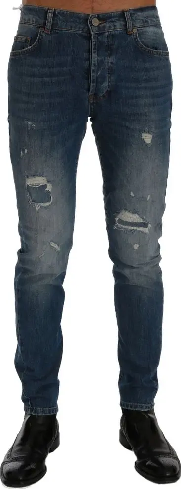 Blue Cotton Slim Fit Jeans