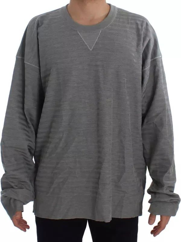 Gray Crewneck Pullover Silk Sweater