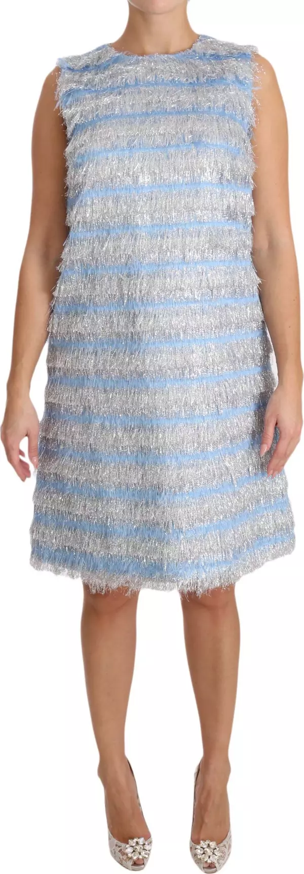 Light Blue Silver Shift Gown Dress