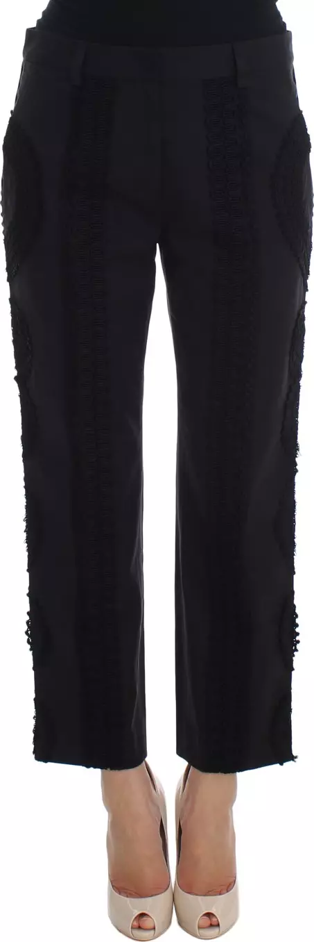 Black Cotton Stretch Torero Capris Pants