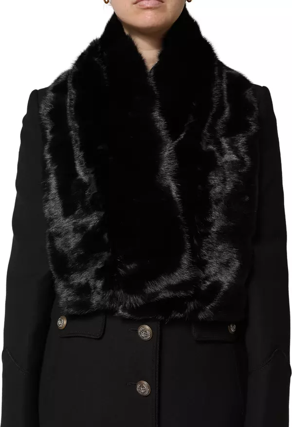 Black Fur Shawl Neck Wrap Cover Collar Scarf