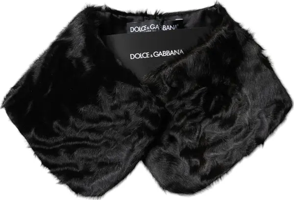 Black Lamb Fur Collar Women Neck Wrap Scarf