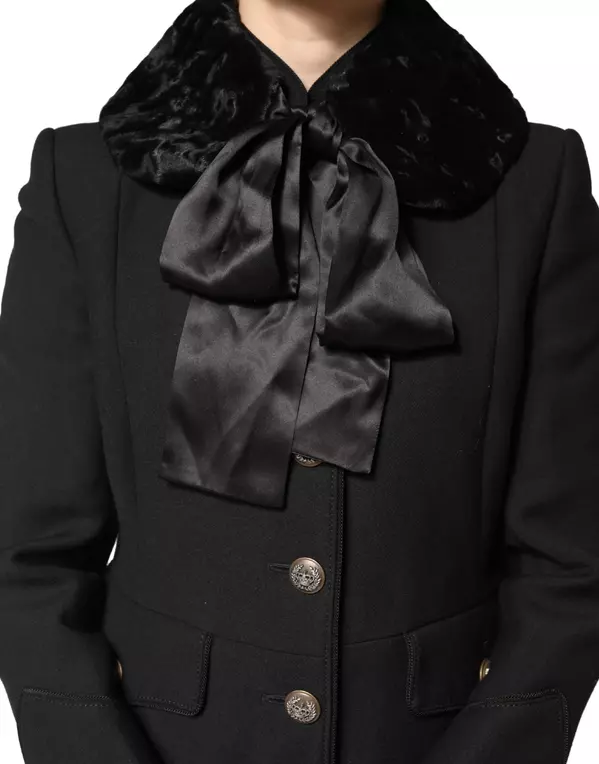 Black Lamb Fur Women Neck Warmer Winter Scarf