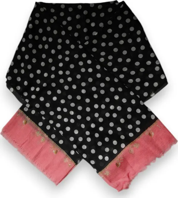 Black White Polka Dots Fringes Wrap Scarf