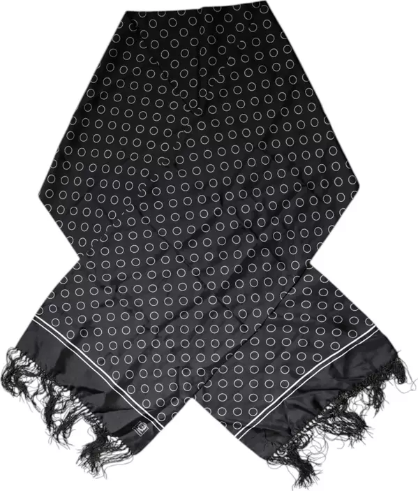 Black Circles Silk Fringes Shawl Wrap Scarf