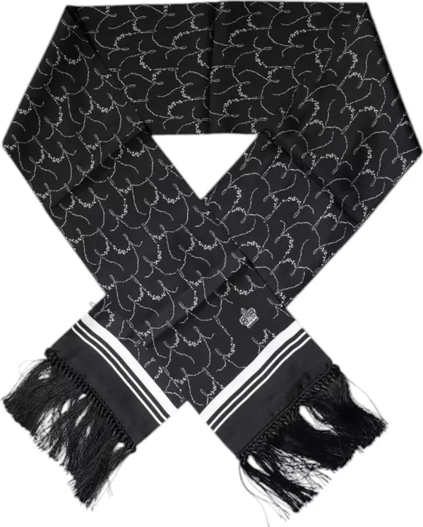 Black Patterned Skinny Fringes Shawl Scarf