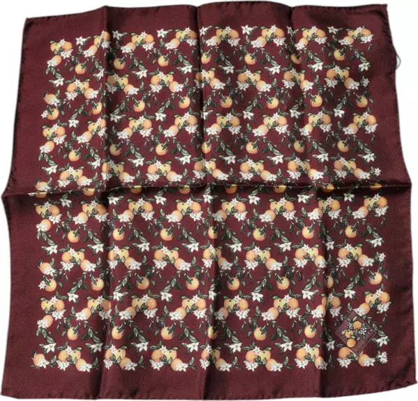 Maroon Oranges Silk Square Handkerchief Scarf