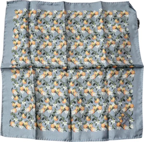Gray Oranges Silk Square Handkerchief Scarf