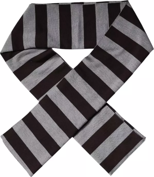 Black Gray Stripes Wool Neck Wrap Scarf