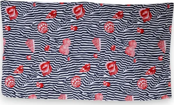 Multicolor Stripes Seashells Beach Towel
