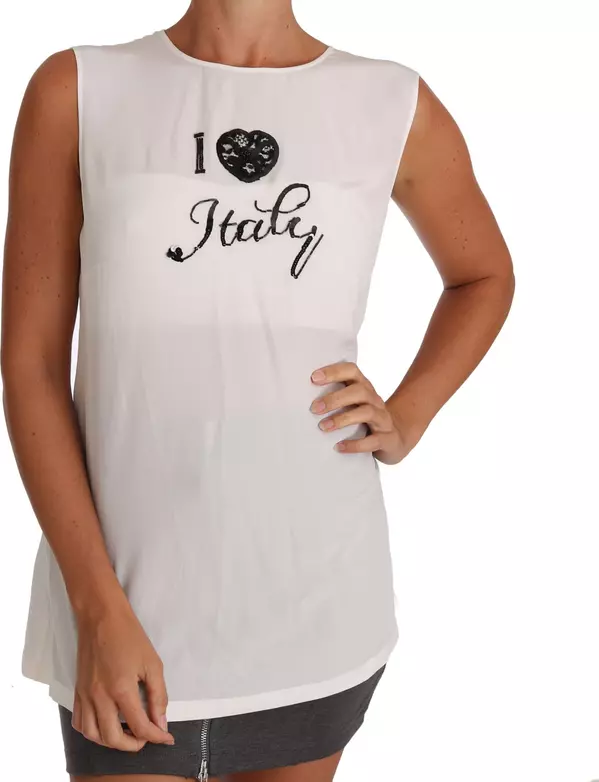 White Silk I LOVE ITALY Cami T-shirt