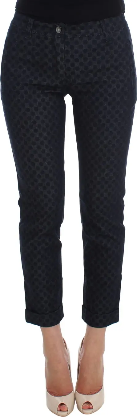 Polka Dotted Slim Capris Jeans