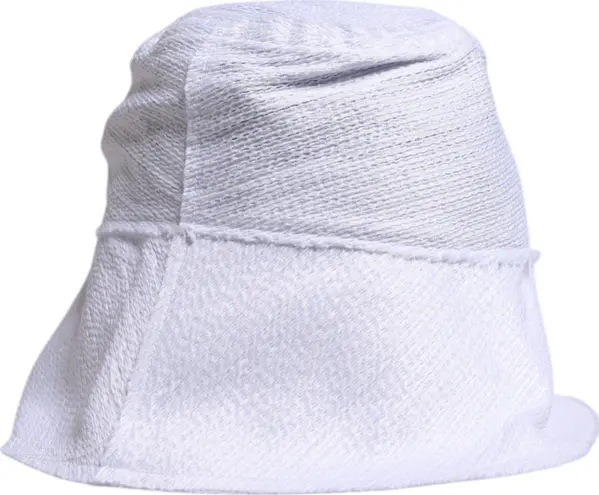 White Polyester Wide Brim Bucket Hat