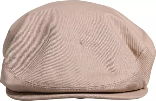 Beige Cotton Newsboy Capello Cabbie Hat