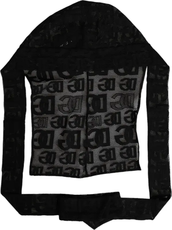 Black Logo Mesh Whole Head Wrap Hat