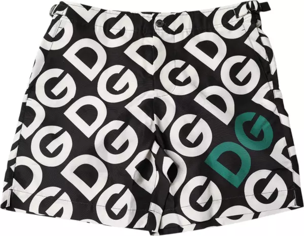 Black White Logo Beachwear Shorts Swimwear