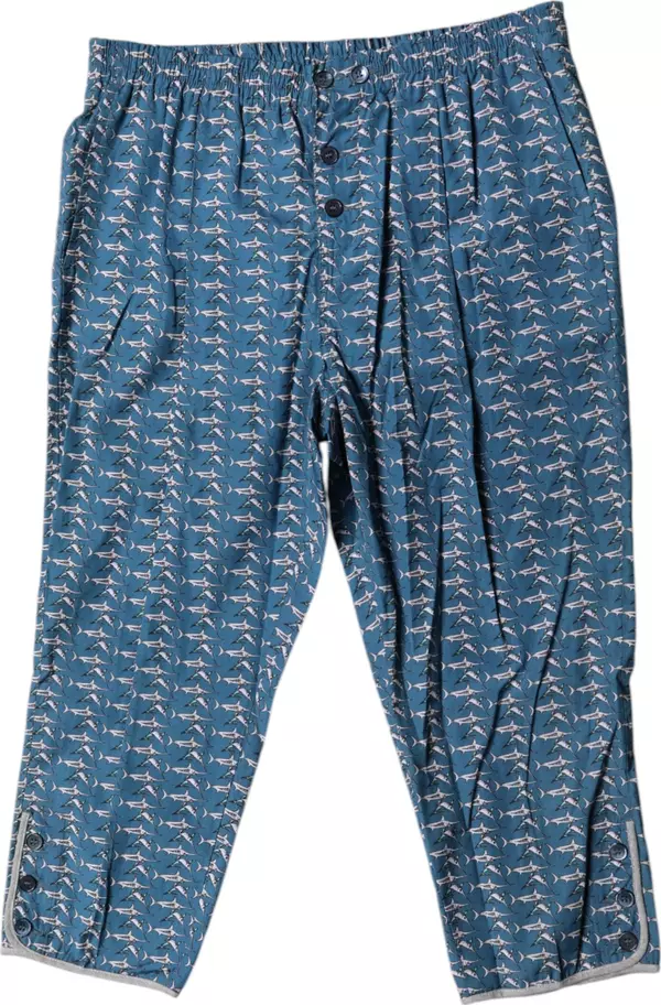 Blue Shark Print Cropped Beachwear Swimwear
